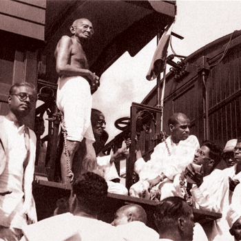  Gandhiji addressing the crowd at railway station
